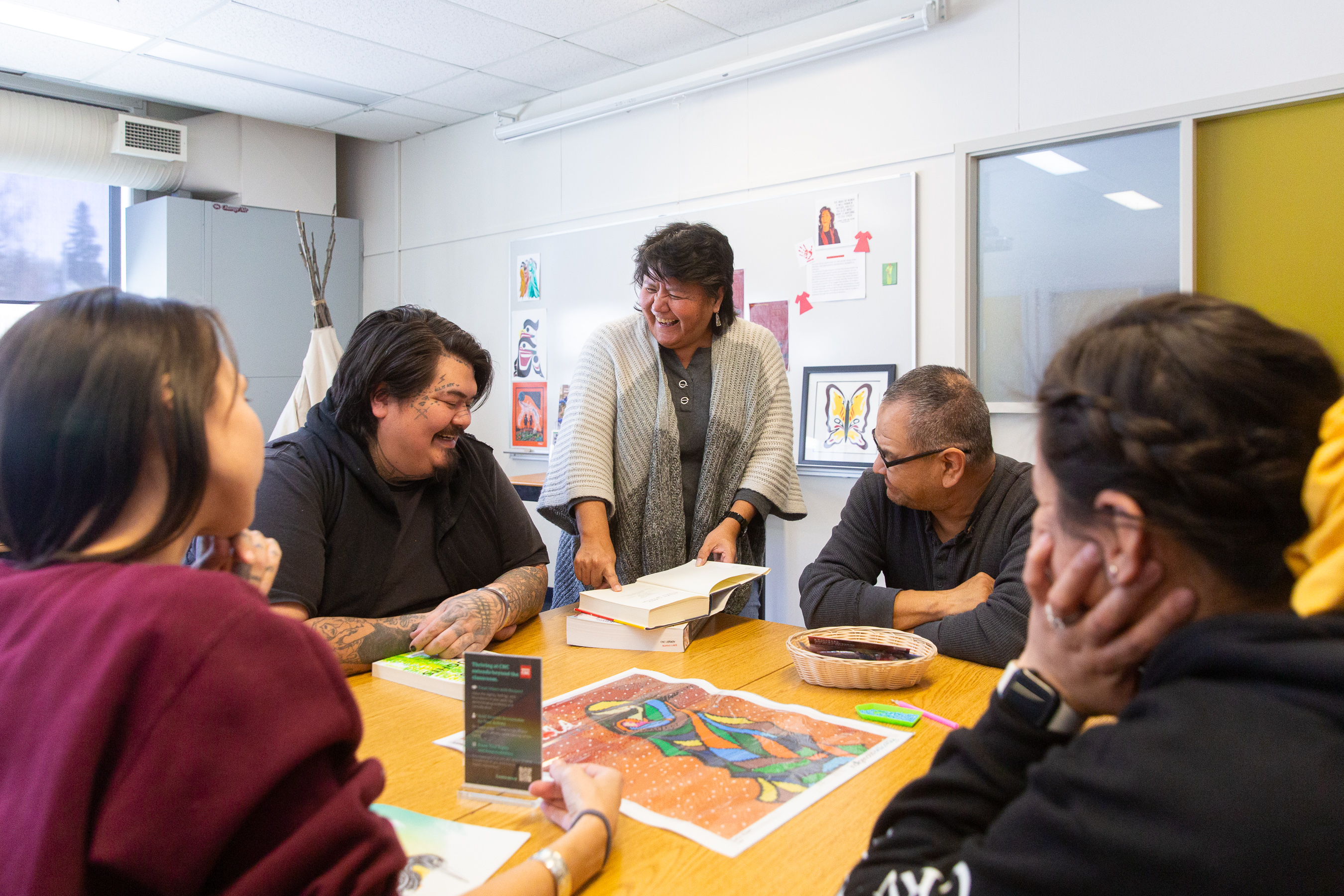 Students in the Aboriginal Resource Centre laughing