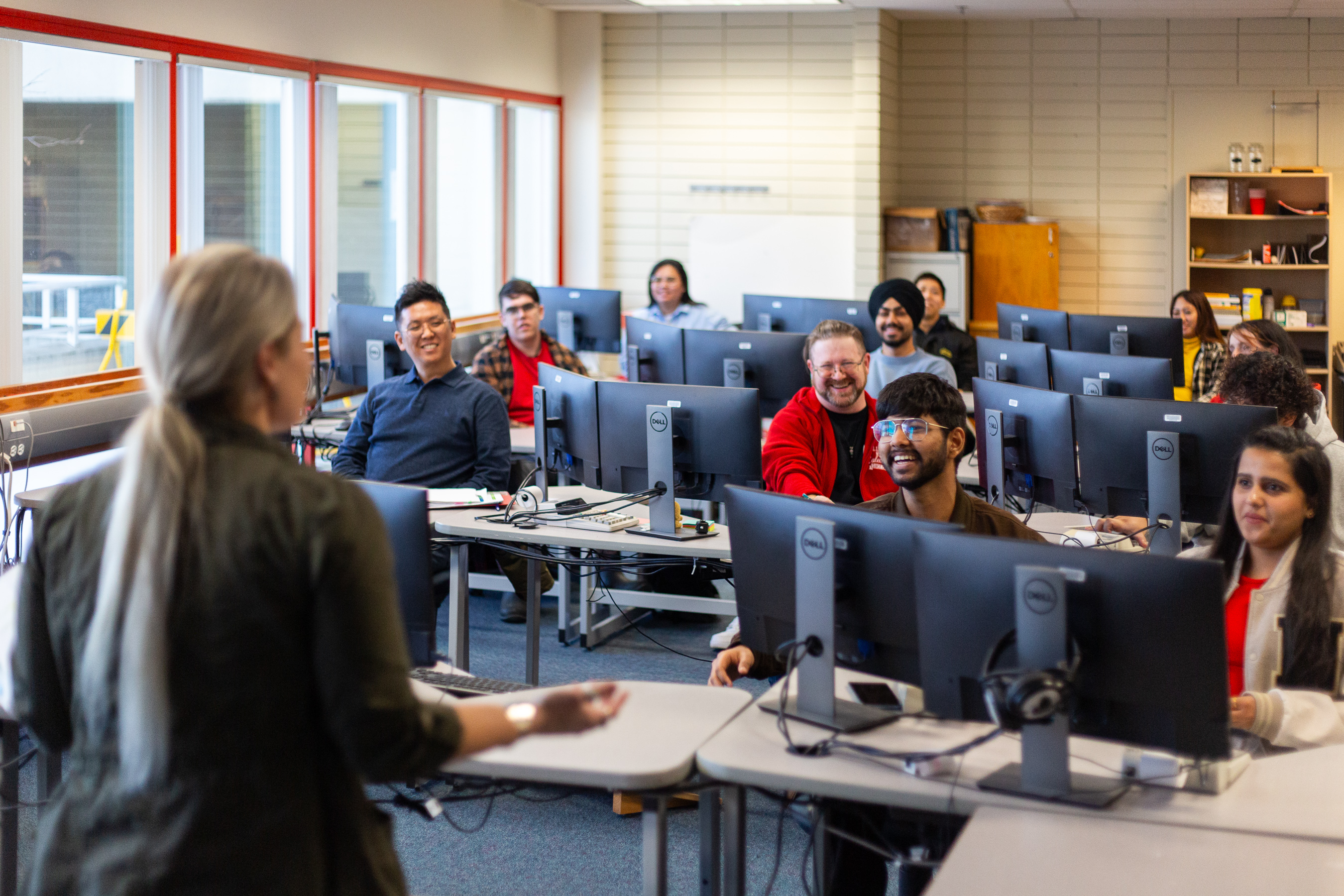 Professor teaching a room full of students