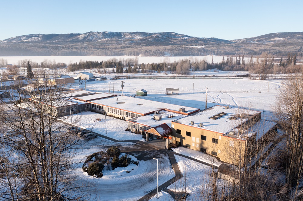 Arial view of burns lake campus
