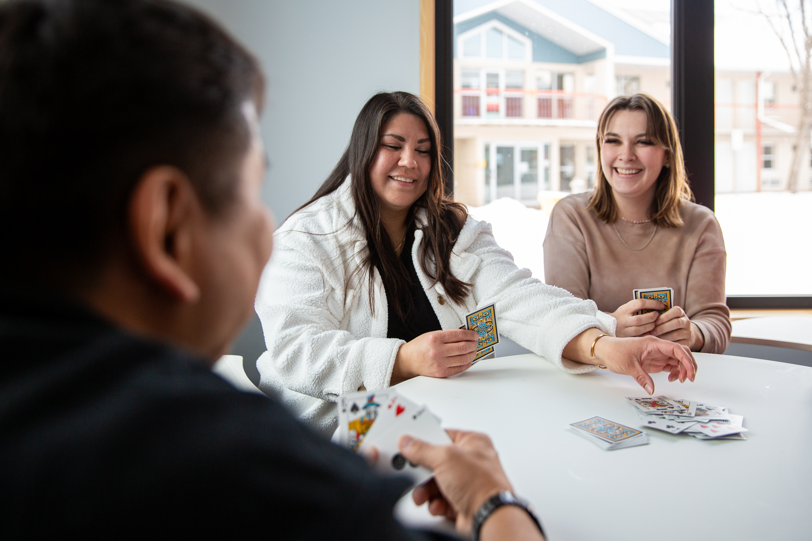 Students playing cards