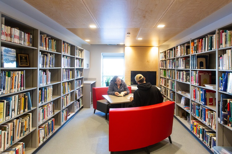 Students studying in library