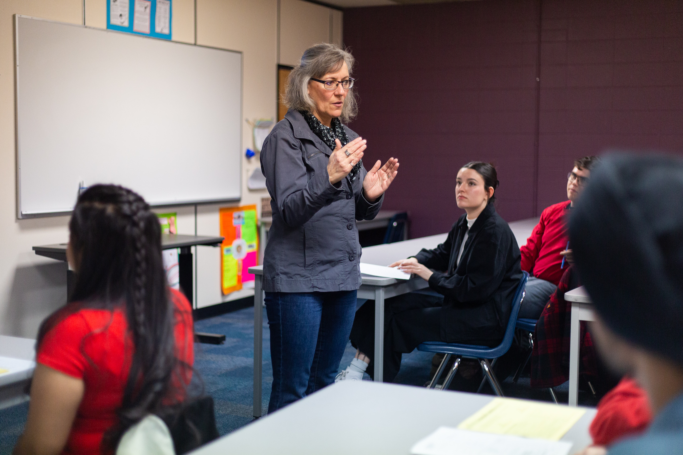 Professor teaching students