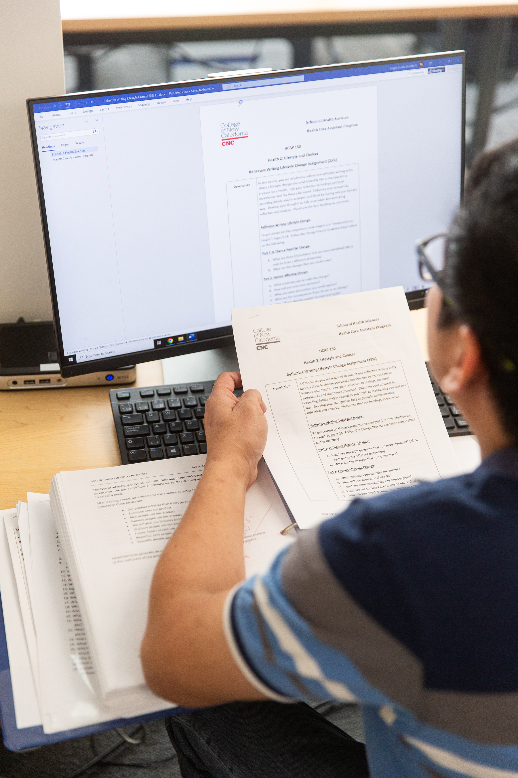 Student using computer