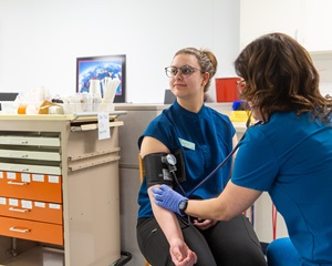 Patient taking blood pressure