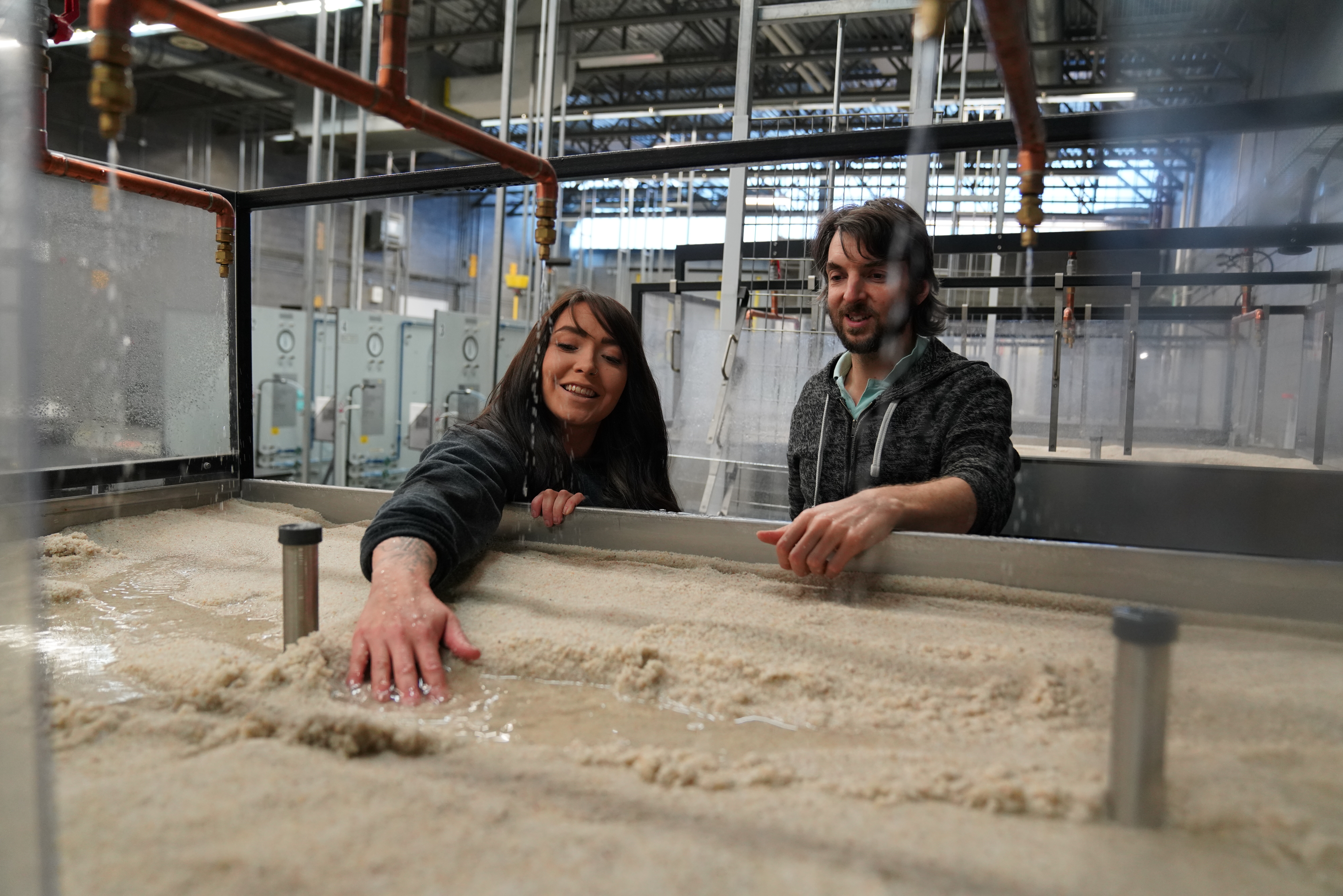 Michelle Lindemann - CNC Civil Engineering Student - with her instructor Alexander