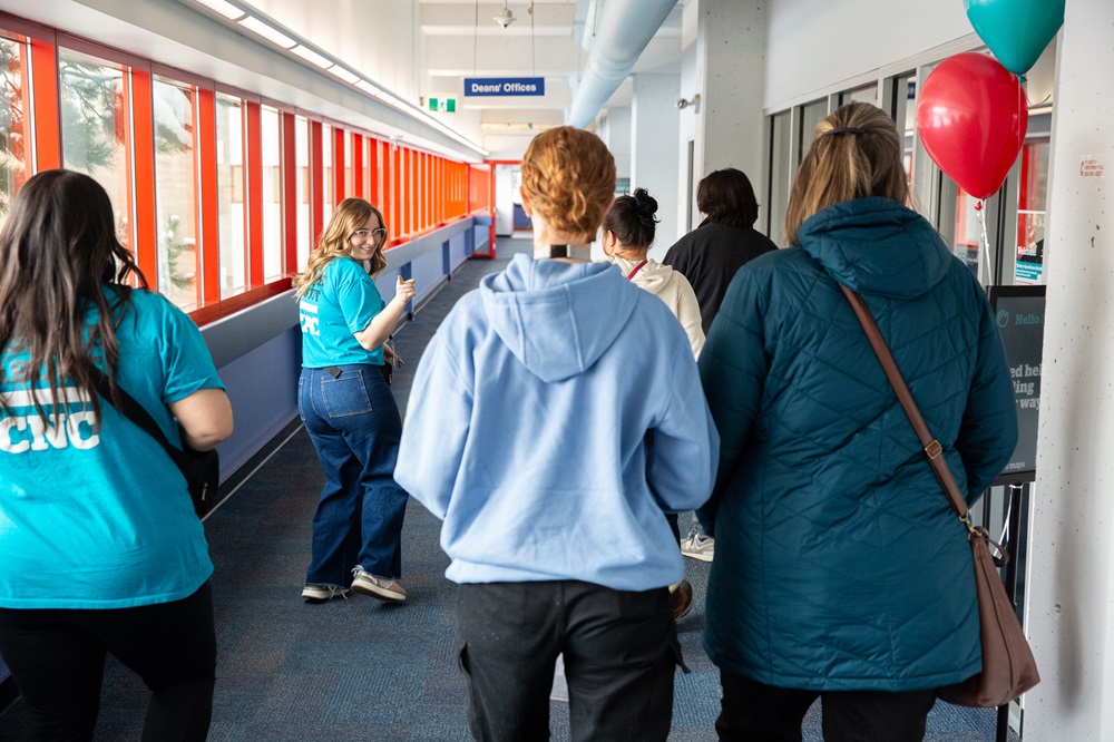 Families touring campus during open house