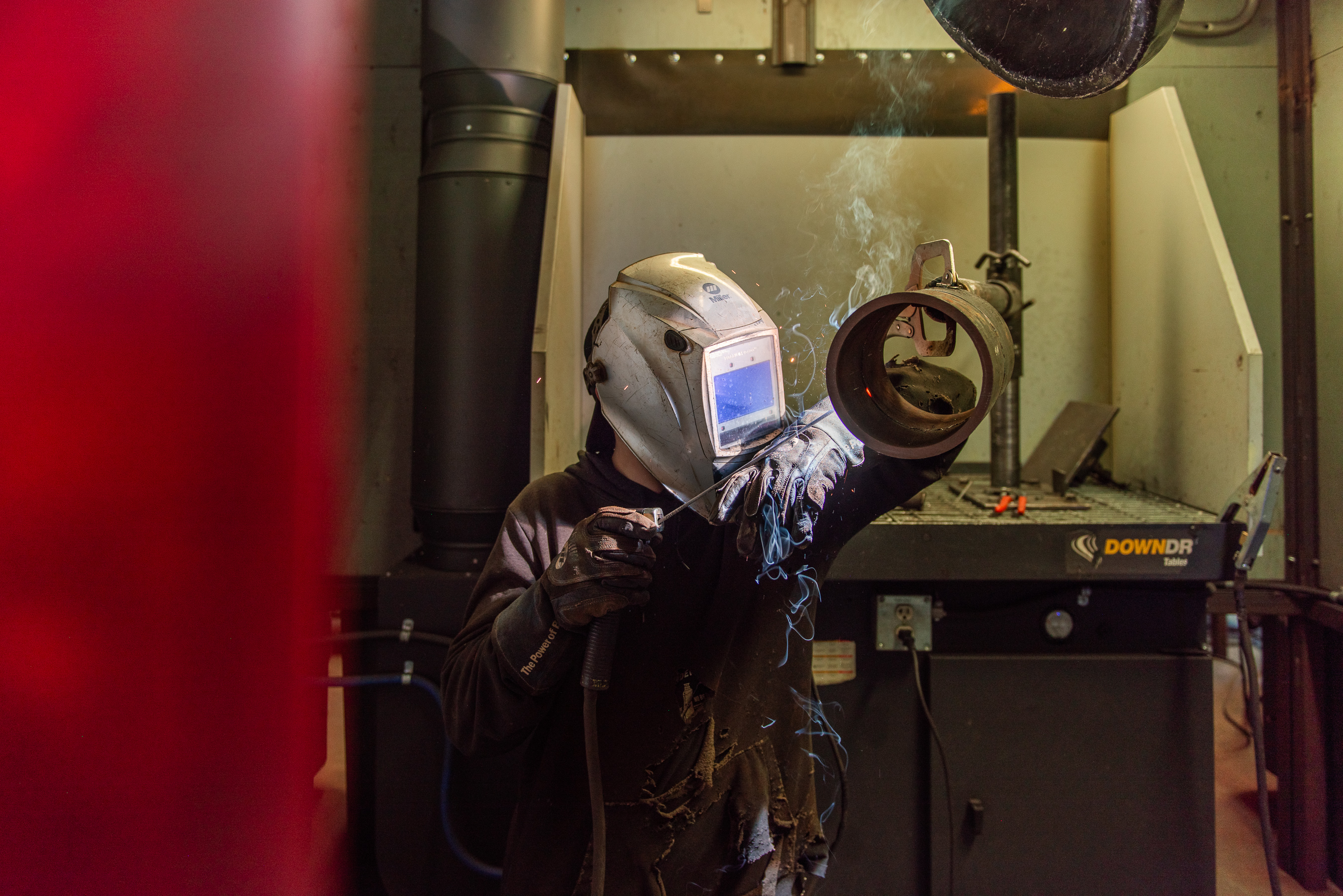 Welding student welding