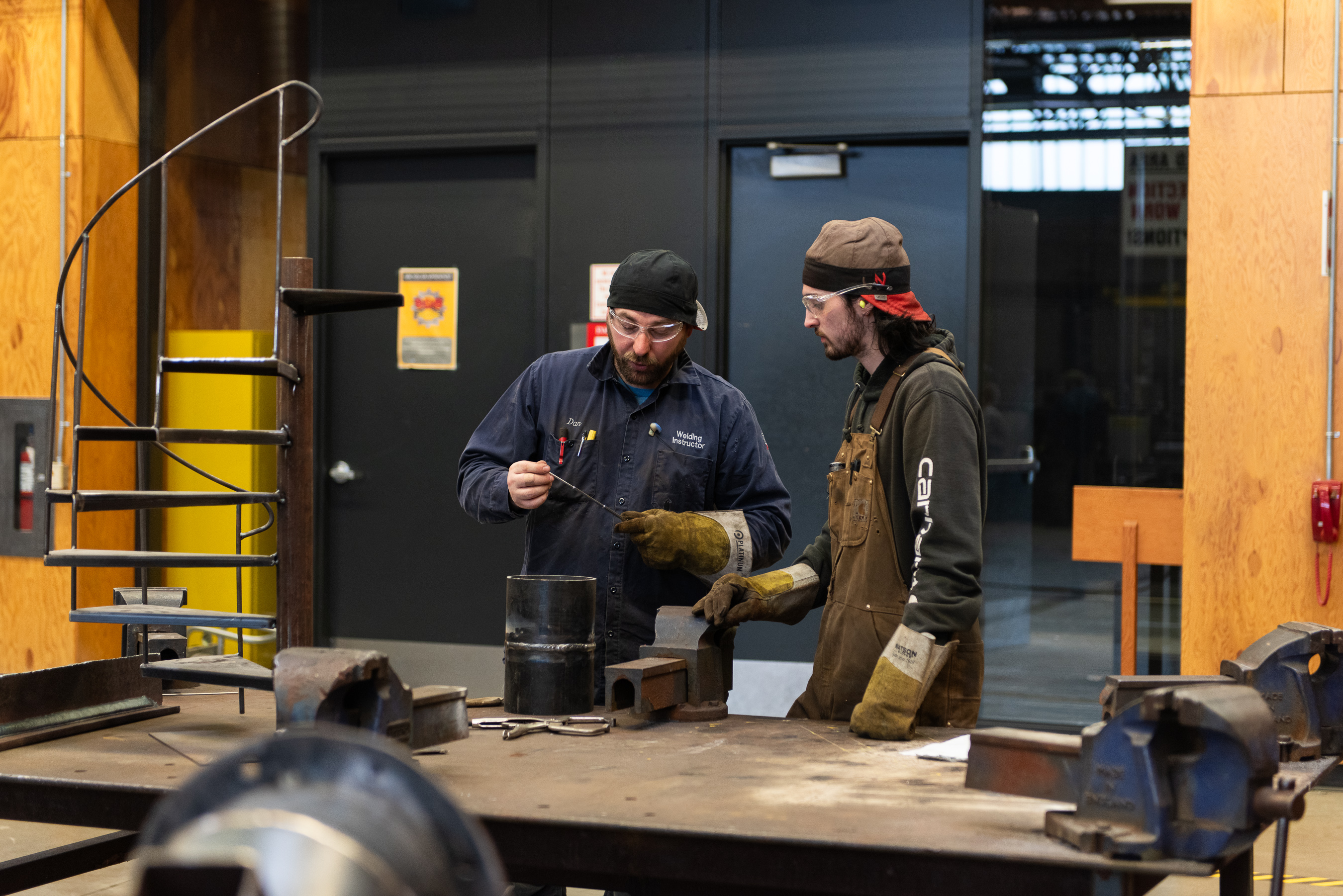 Students welding