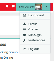 moodle dashboard drop list