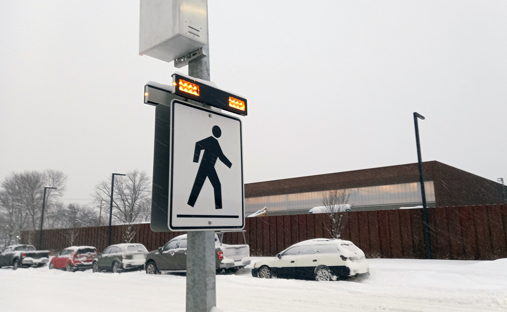 Lit up crosswalk beacon