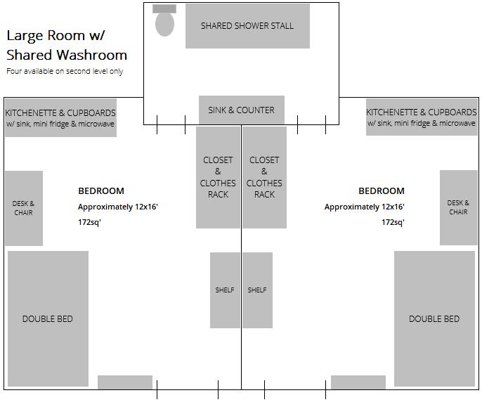 Large Private Bedroom Shared Washroom Layout Level 2